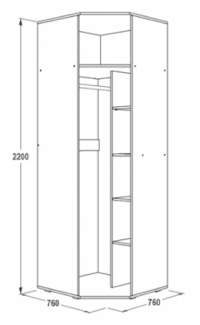 Шкаф 1-но дверный угловой Ольга-14 (760*760) в Ивделе - ivdel.mebel-e96.ru