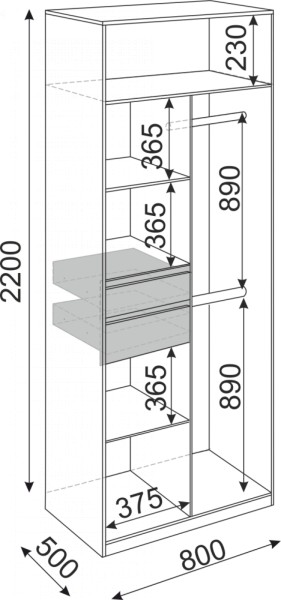 Шкаф 2-х створчатый Глэдис 800 (модуль 22) в Ивделе - ivdel.mebel-e96.ru