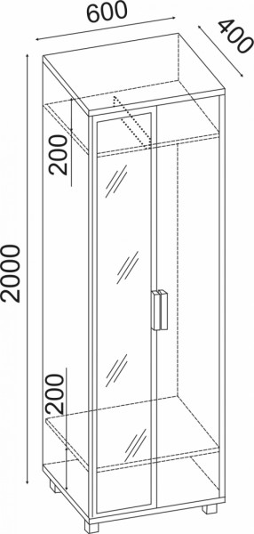 Шкаф 600 с зеркалом West (Риннер) в Ивделе - ivdel.mebel-e96.ru