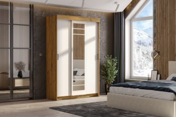 Шкаф-купе ШКП-7 1300 мм золотой/белый (СВ) в Ивделе - ivdel.mebel-e96.ru
