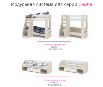 Набор детской мебели Симба дуб-белый глянец (СтендМ) в Ивделе - ivdel.mebel-e96.ru