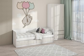 Кровать Соната 900 белый/крафт белый (Зарон) в Ивделе - ivdel.mebel-e96.ru