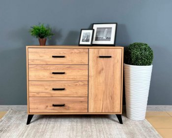 Комод-Тумба (1дв,4ящ) SVETLANA LOFT, дуб золотой (Генезис) в Ивделе - ivdel.mebel-e96.ru