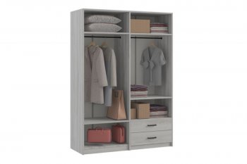 Шкаф 1500 мм  4-х ств. с зеркалом 2 ящ. SVETLANA LOFT, сосна белая (Генезис) в Ивделе - ivdel.mebel-e96.ru