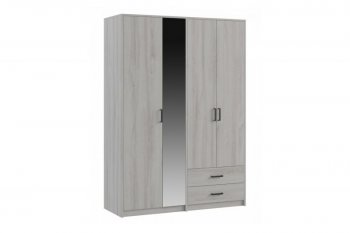 Шкаф 1500 мм  4-х ств. с зеркалом 2 ящ. SVETLANA LOFT, сосна белая (Генезис) в Ивделе - ivdel.mebel-e96.ru