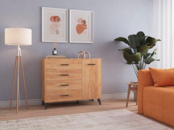 Комод-Тумба (1дв,4ящ) SVETLANA LOFT, дуб золотой (Генезис) в Ивделе - ivdel.mebel-e96.ru