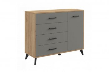 Комод-Тумба (1дв,4ящ) SVETLANA LOFT, дуб золотой/серый (Генезис) в Ивделе - ivdel.mebel-e96.ru