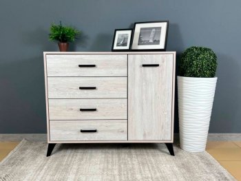 Комод-Тумба (1дв,4ящ) SVETLANA LOFT, сосна белая (Генезис) в Ивделе - ivdel.mebel-e96.ru