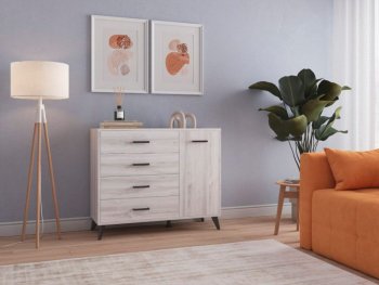 Комод-Тумба (1дв,4ящ) SVETLANA LOFT, сосна белая (Генезис) в Ивделе - ivdel.mebel-e96.ru