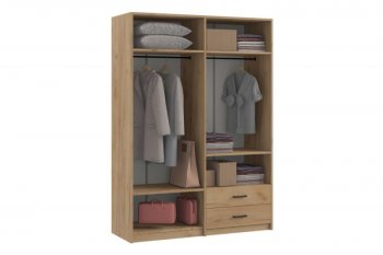 Шкаф 1500 мм  4-х ств. с зеркалом 2 ящ. SVETLANA LOFT, дуб золотой (Генезис) в Ивделе - ivdel.mebel-e96.ru