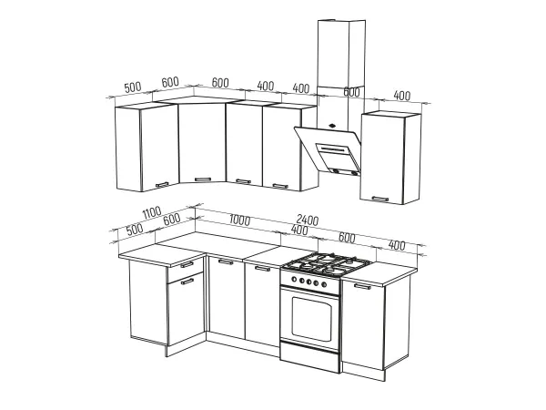 Кухонный гарнитур Техно 1.1*1.8 м Вариант 6 (Миф) в Ивделе - ivdel.mebel-e96.ru