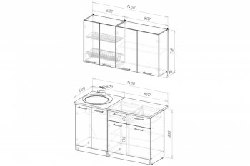 Кухонный гарнитур Терция медиум 2 1400 мм (Герда) в Ивделе - ivdel.mebel-e96.ru