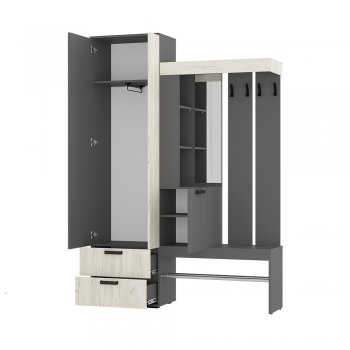 Прихожая Трамп графит/крафт белый (БТС) в Ивделе - ivdel.mebel-e96.ru