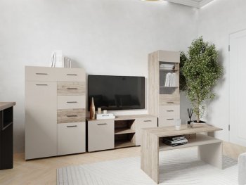 Стенка Турин крафт серый/кашемир, модульная (ВВР) в Ивделе - ivdel.mebel-e96.ru