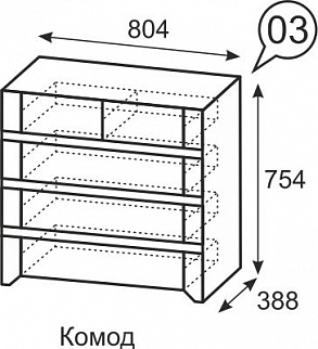 Комод №3 Твист (ИжМ) в Ивделе - ivdel.mebel-e96.ru