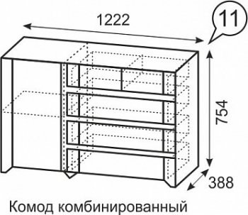 Комод комбинированный №11 Твист (ИжМ) в Ивделе - ivdel.mebel-e96.ru