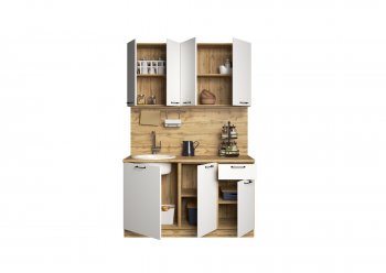 КУхонный гарнитур Валерия 1400 мм вотан/белый (Сурская) в Ивделе - ivdel.mebel-e96.ru
