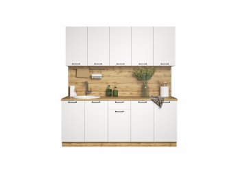 КУхонный гарнитур Валерия 2000 мм вотан/белый (Сурская) в Ивделе - ivdel.mebel-e96.ru