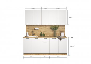 КУхонный гарнитур Валерия 2000 мм вотан/белый (Сурская) в Ивделе - ivdel.mebel-e96.ru