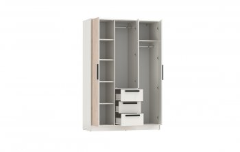 Шкаф 1300 мм 83.08 Вегас (3-х дв.) белый (Олмеко) в Ивделе - ivdel.mebel-e96.ru