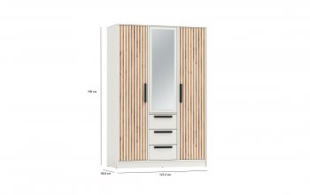Шкаф 1300 мм 83.08 Вегас (3-х дв.) белый (Олмеко) в Ивделе - ivdel.mebel-e96.ru