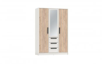 Шкаф 1300 мм 83.08 Вегас (3-х дв.) белый (Олмеко) в Ивделе - ivdel.mebel-e96.ru