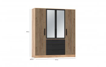 Шкаф 1700 мм 83.07 Вегас (4-х дв.) черный (Олмеко) в Ивделе - ivdel.mebel-e96.ru
