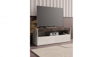 ТВ тумба Вегас Дуб Крафт Белый/Ателье темн. (Лин) в Ивделе - ivdel.mebel-e96.ru
