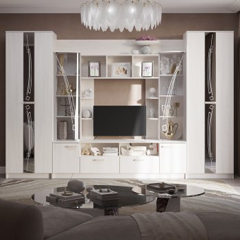 Стенка Венеция ясень белый (БТС) в Ивделе - ivdel.mebel-e96.ru